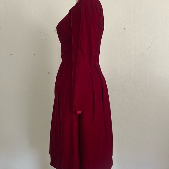 Vintage Cranberry Red Velvet Long Sleeve Cocktail Dress // US women’s XS - Picture 9 of 9